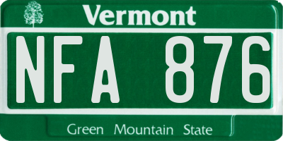 VT license plate NFA876