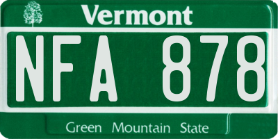 VT license plate NFA878