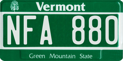 VT license plate NFA880