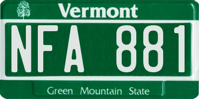 VT license plate NFA881