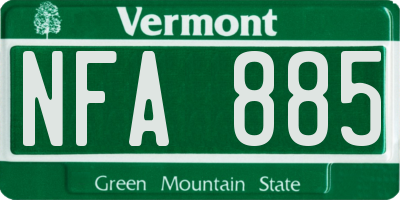 VT license plate NFA885