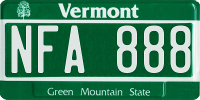 VT license plate NFA888