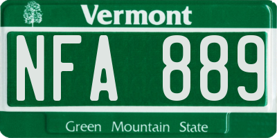 VT license plate NFA889