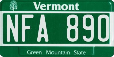 VT license plate NFA890