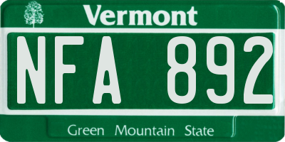 VT license plate NFA892