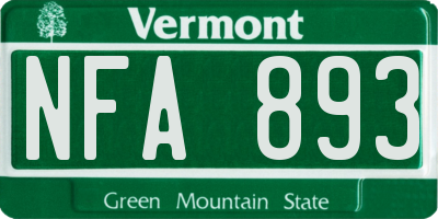 VT license plate NFA893