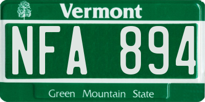 VT license plate NFA894