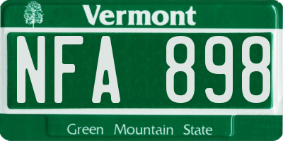 VT license plate NFA898