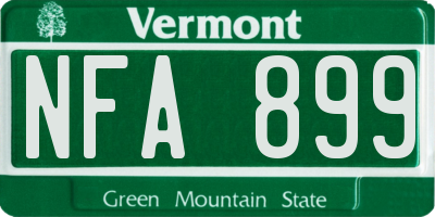 VT license plate NFA899