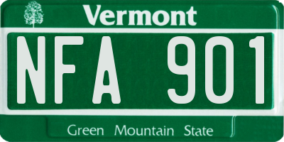VT license plate NFA901