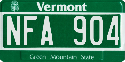 VT license plate NFA904