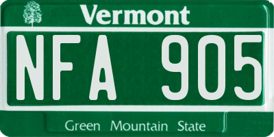 VT license plate NFA905