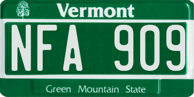 VT license plate NFA909