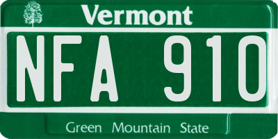 VT license plate NFA910