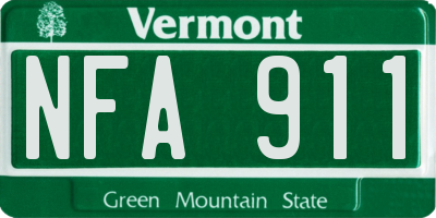 VT license plate NFA911