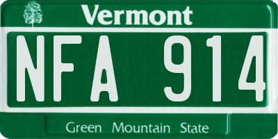 VT license plate NFA914