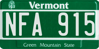 VT license plate NFA915