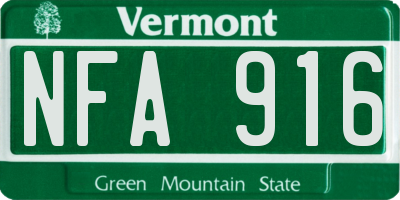 VT license plate NFA916