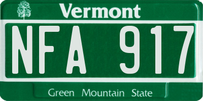 VT license plate NFA917