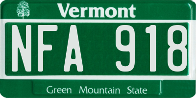 VT license plate NFA918