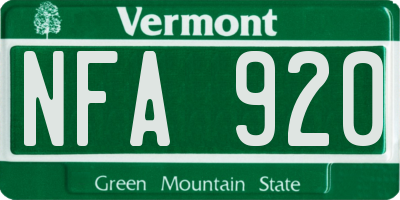 VT license plate NFA920