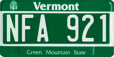 VT license plate NFA921
