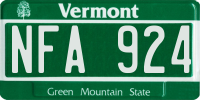 VT license plate NFA924
