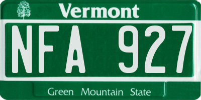 VT license plate NFA927