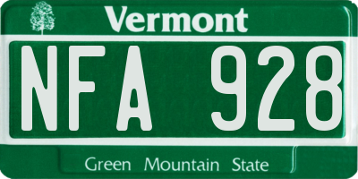 VT license plate NFA928