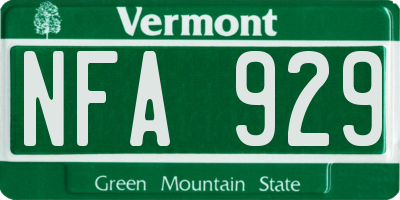 VT license plate NFA929