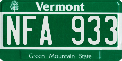 VT license plate NFA933