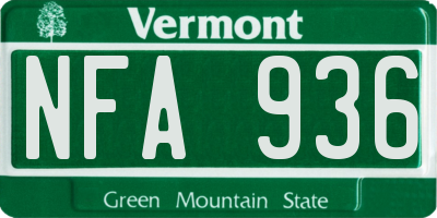 VT license plate NFA936