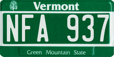 VT license plate NFA937
