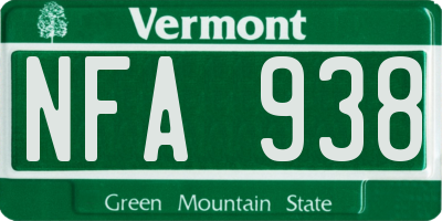 VT license plate NFA938