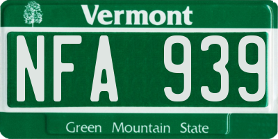 VT license plate NFA939
