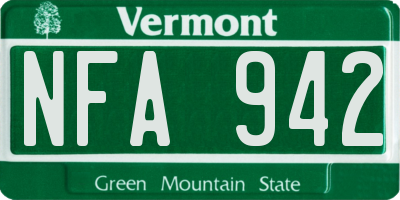 VT license plate NFA942