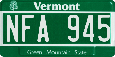 VT license plate NFA945