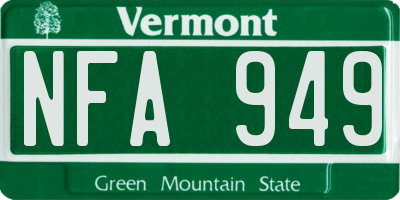 VT license plate NFA949