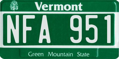 VT license plate NFA951