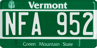 VT license plate NFA952