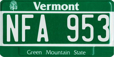 VT license plate NFA953