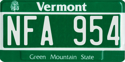 VT license plate NFA954