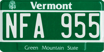 VT license plate NFA955