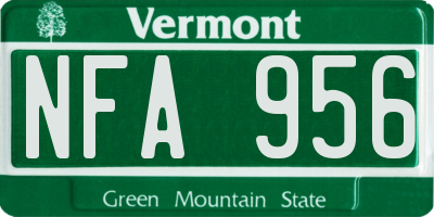 VT license plate NFA956