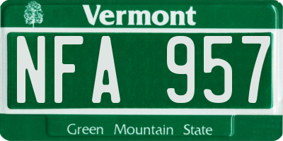 VT license plate NFA957