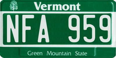 VT license plate NFA959