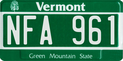 VT license plate NFA961