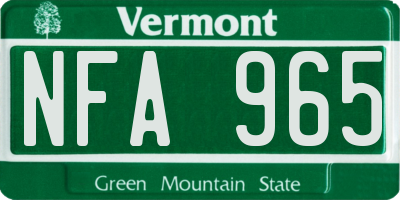 VT license plate NFA965