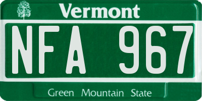 VT license plate NFA967