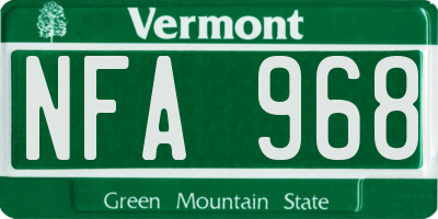 VT license plate NFA968